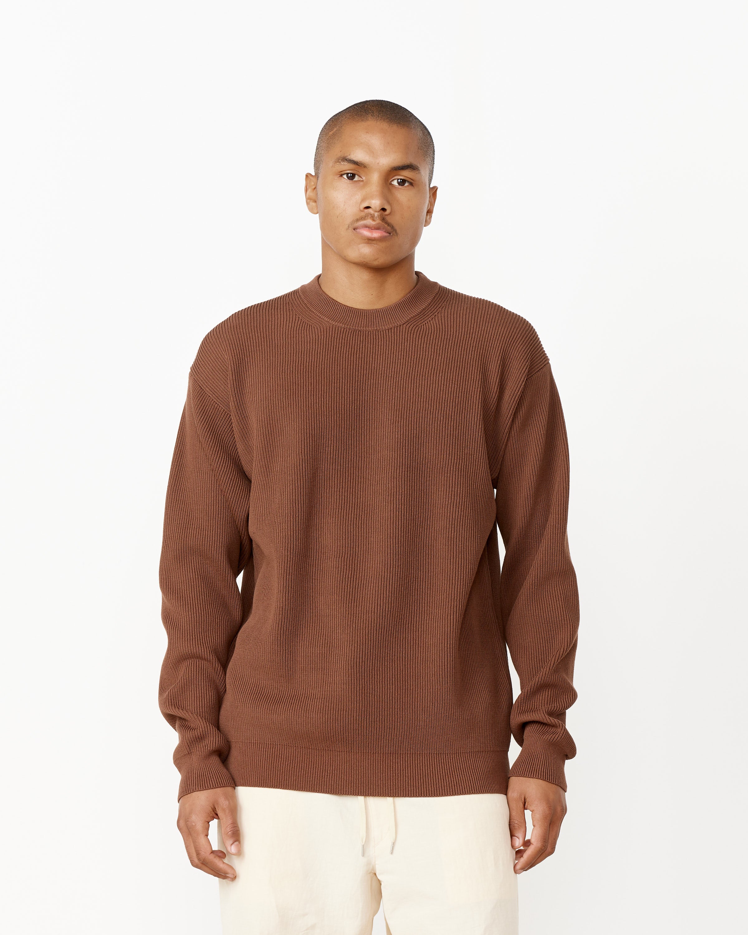 Super Hard Twist Rib Knit Pullover in Black in Brown