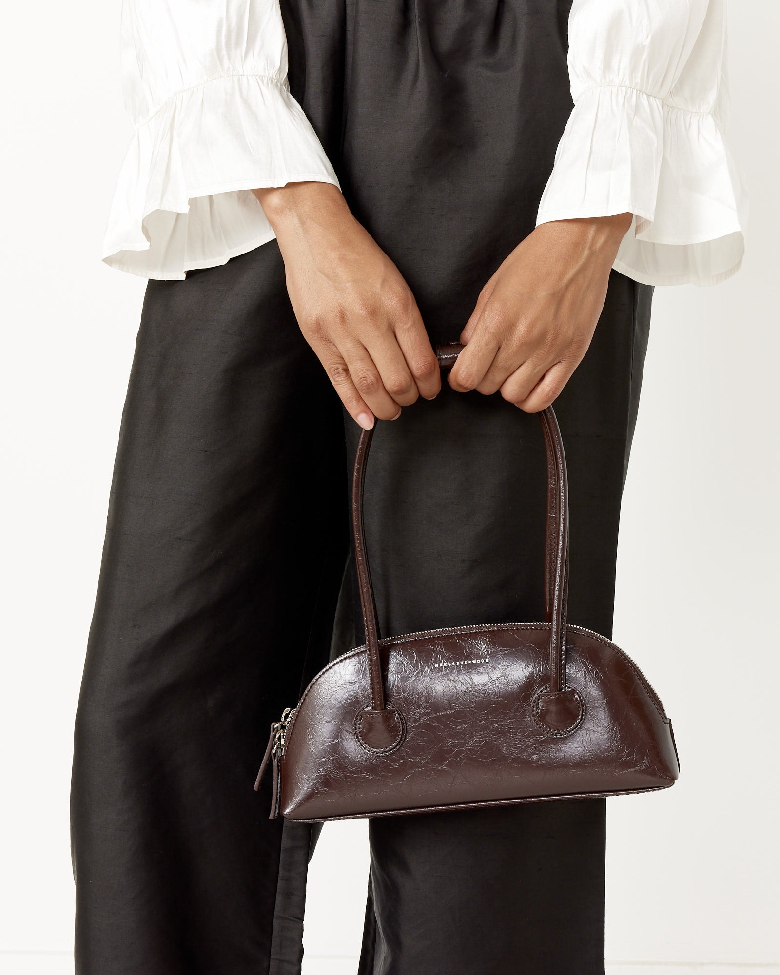 Marge Sherwood Bessette Crinkled Leather Shoulder Bag - Rose