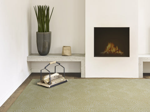Plain geometric modern design rug near fireplace in living room - Rugs Direct