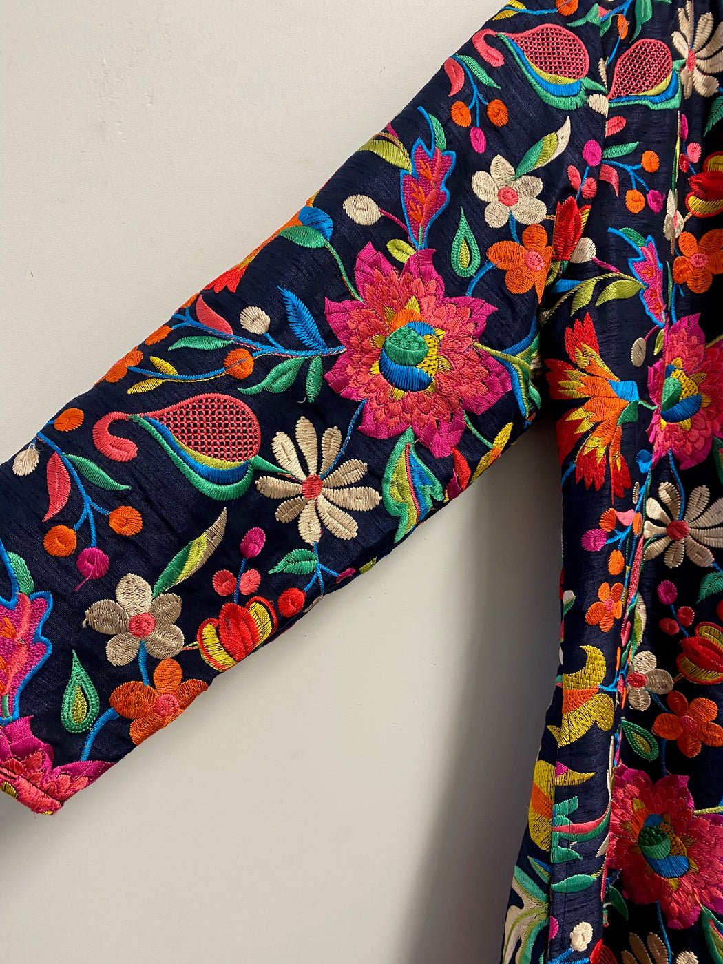 EMBROIDERED THAI SILK DUSTER JACKET