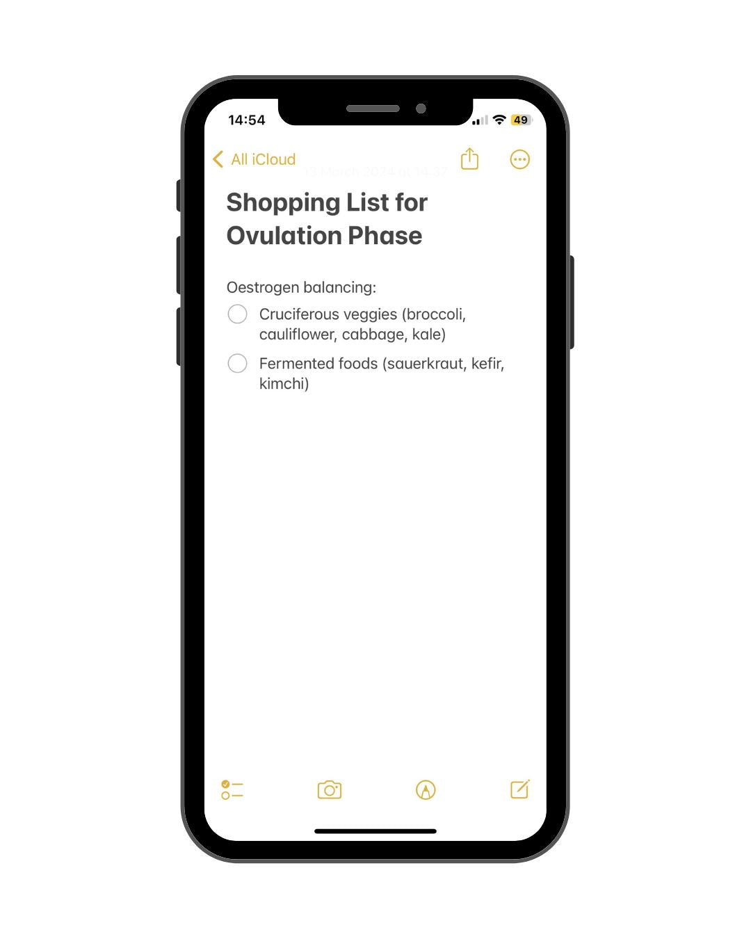 Ovulation Phase Shopping List Phone