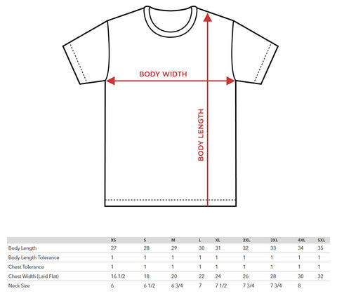 tee shirt size chart