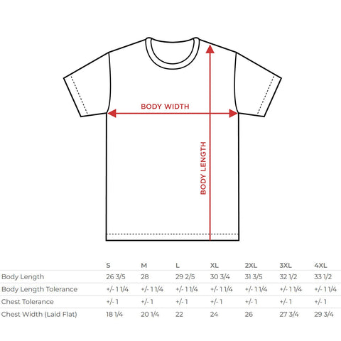 tee shirt size chart