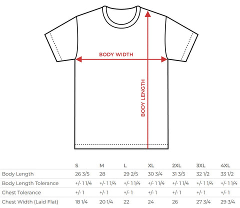 tee shirt size chart