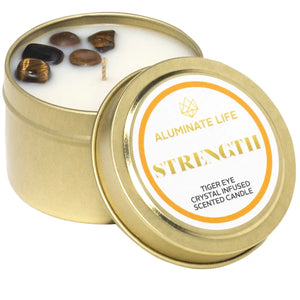 STRENGTH | CRYSTAL CANDLE TIN - LeafandFeather