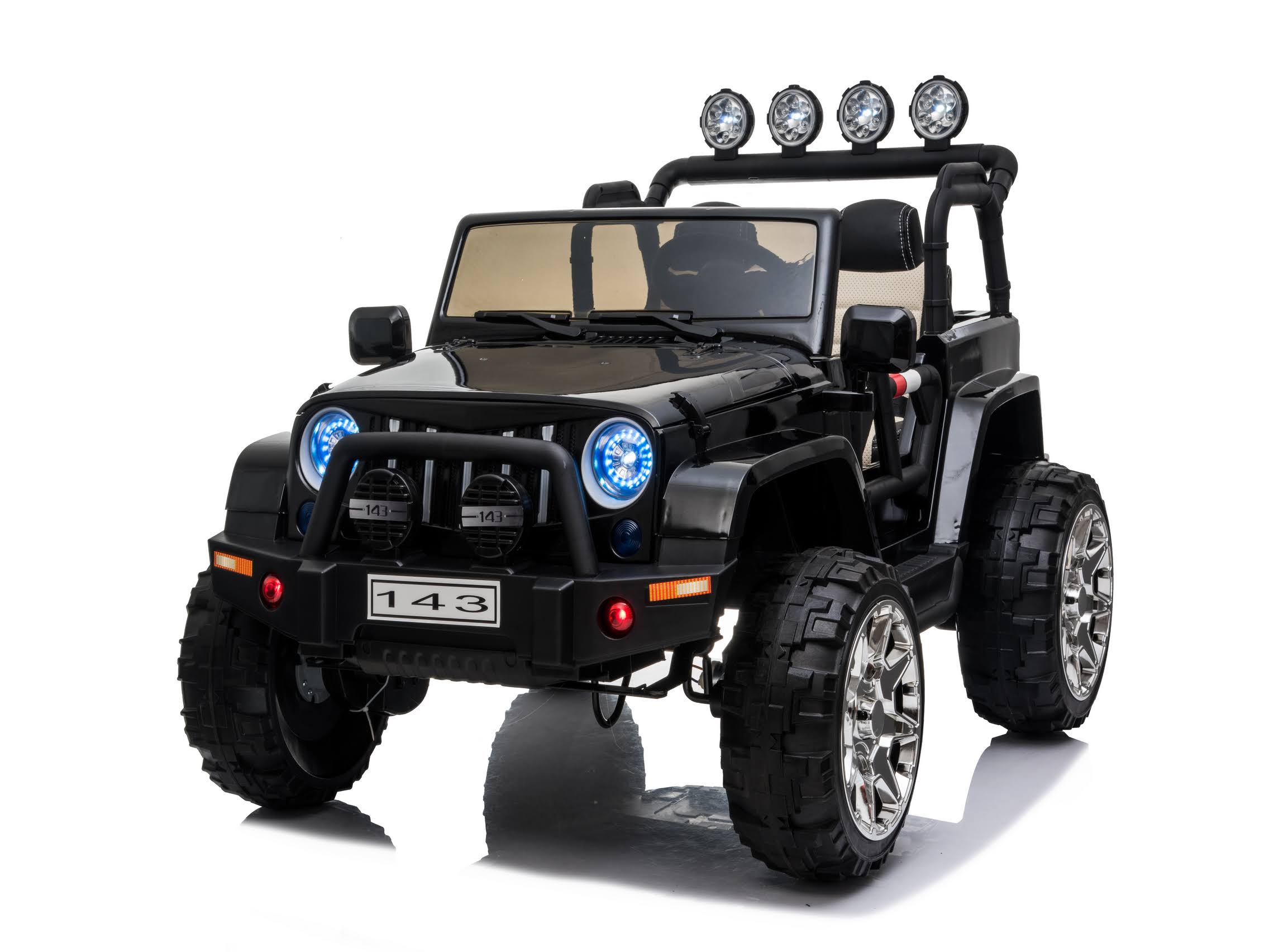 2 Seater 24 Volt 4x4 Electric Ride On Jeep Style Rubber Tires Fully Loaded Truck ATV UTV for Kids W/Magic Cars Wireless Parental Control, Black