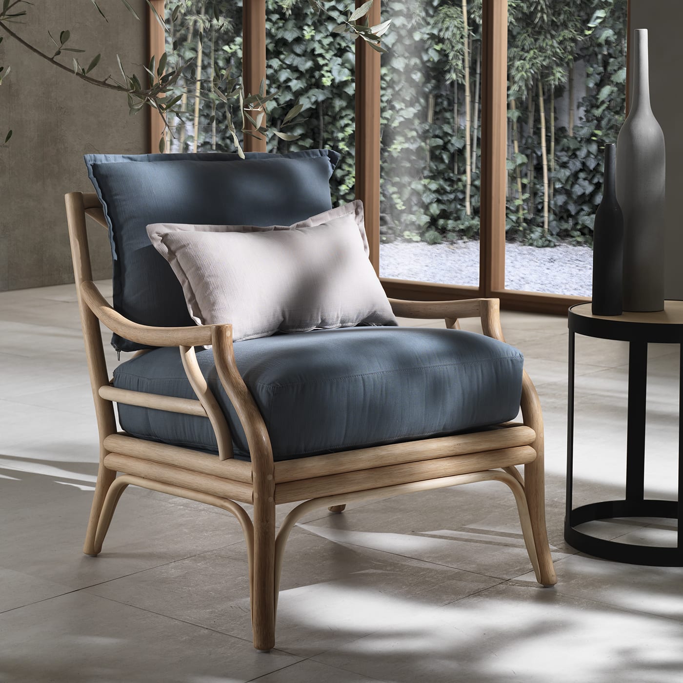 Natalie Teal Rattan Lounge Chair - Alternative view 2