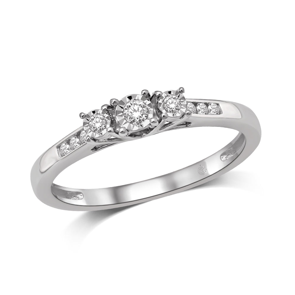 Three-Stone Promise Ring 1/6 ct tw Diamonds 10K White Gold