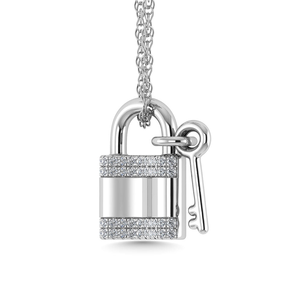 1.00 Cttw Diamond Lock Pendant