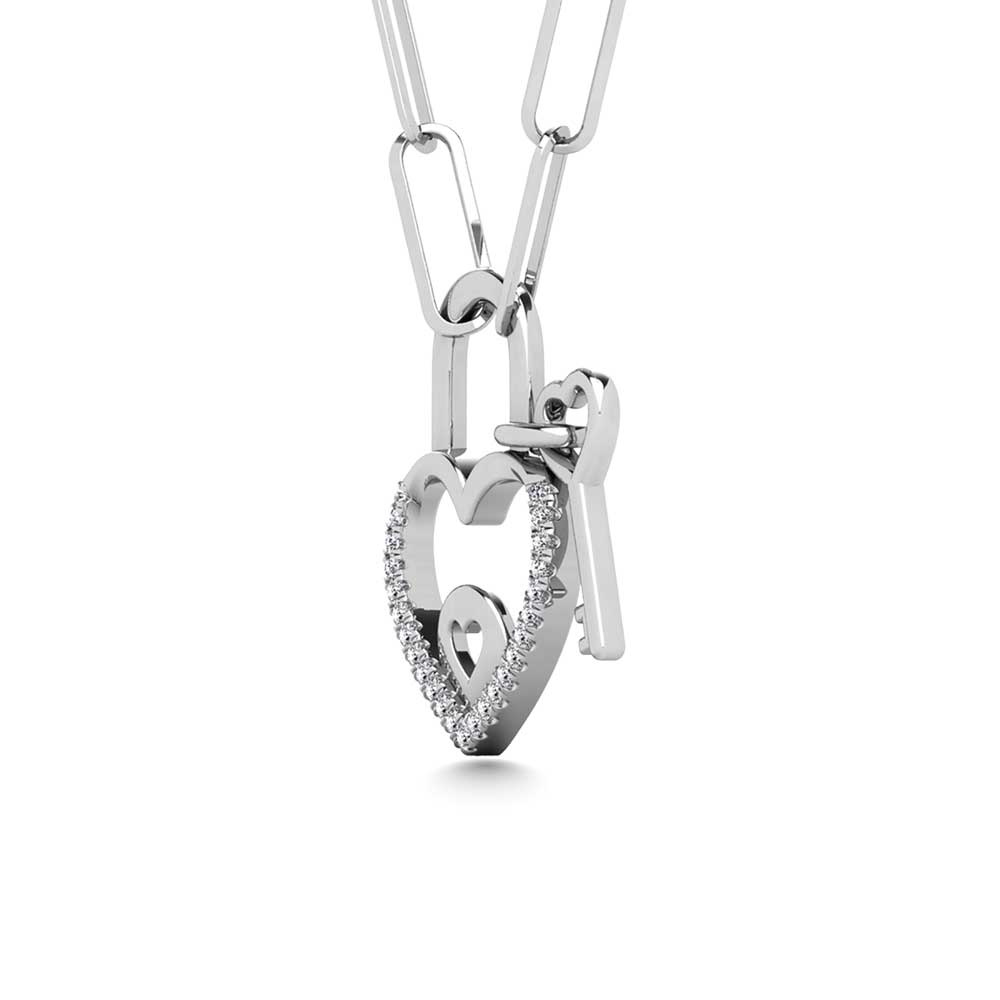 Diamond 1/20 Ct.Tw. Lock and Key Pendant in 925 Silver