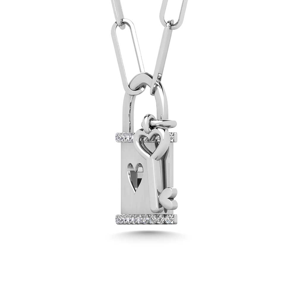 1/20 Ct.Tw. Diamond Lock and Key Pendant