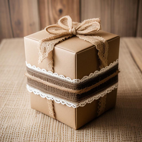 burlap lace party favor box