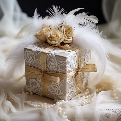 wedding favor box with feather