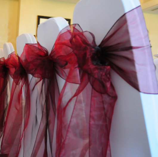 burgundy organza chair sashes