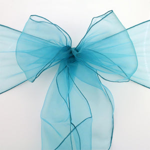 Teal Blue Organza Chair Sashes Table Runners Joyaus