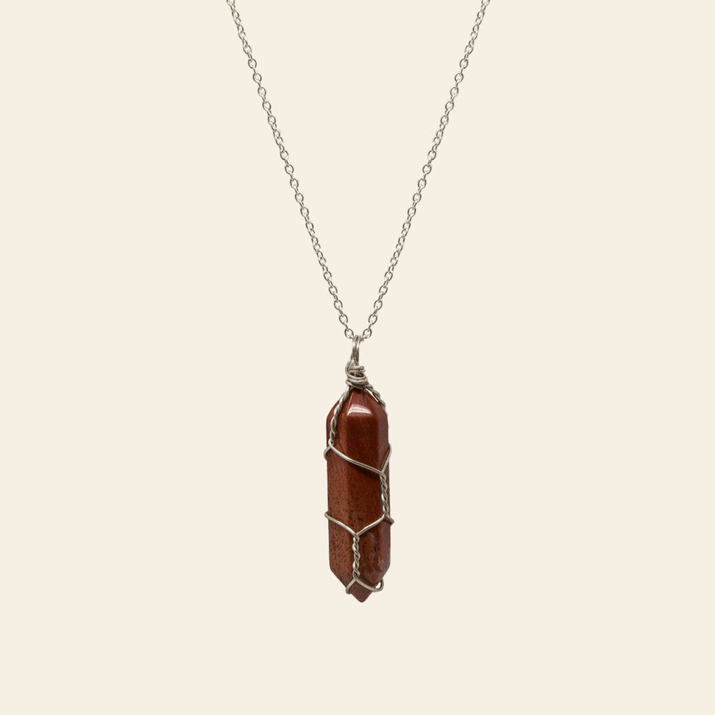 Red Jasper Crystal Necklace Handmade gothic .925 - Jewelry