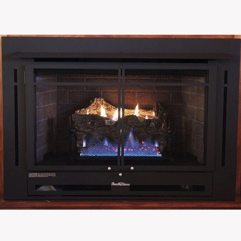 Buck Stove - Manhattan 34ZC Old Town Red, Vent Free GAS Stove, NG/LP, Natural GAS