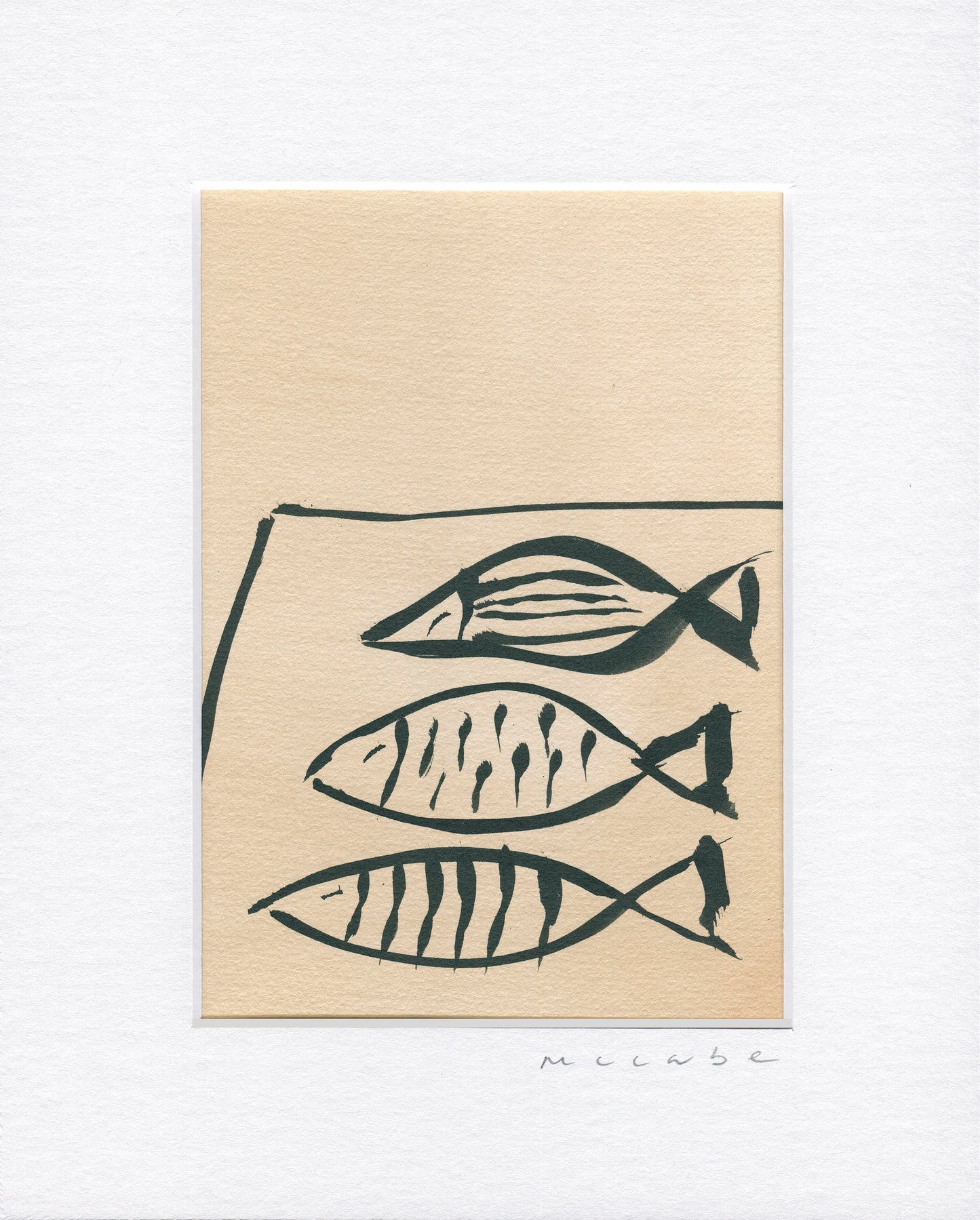 "Une fête de poissons" ink on coffee paper artwork