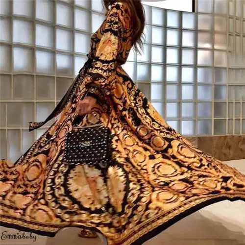 Boho Maxi V Neck Dress for Plus Size Women - Image 2