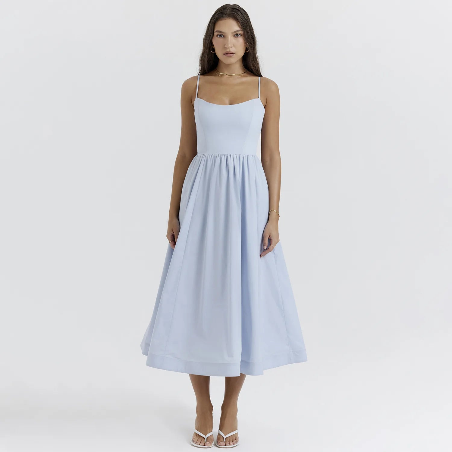 Stylish Women's Midi Dress with Backless A-Line Skirt - Image 2