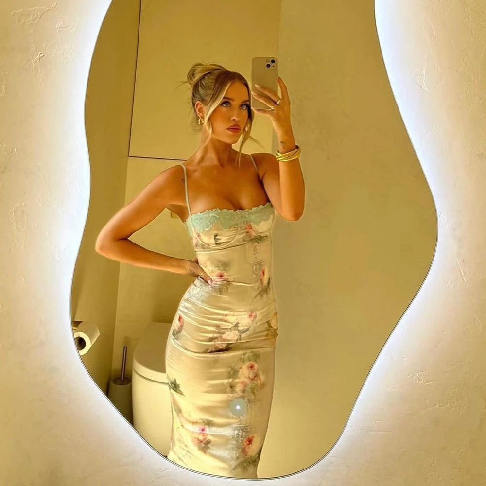 Printed Midi Dress: Strapless, Backless, High Waist Bodycon Party Dress - Image 2