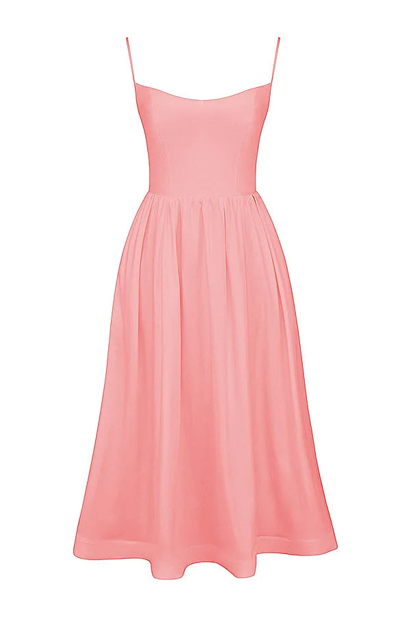Pink Spaghetti Strap A Line Dress for Women's Party Outfits - Image 7