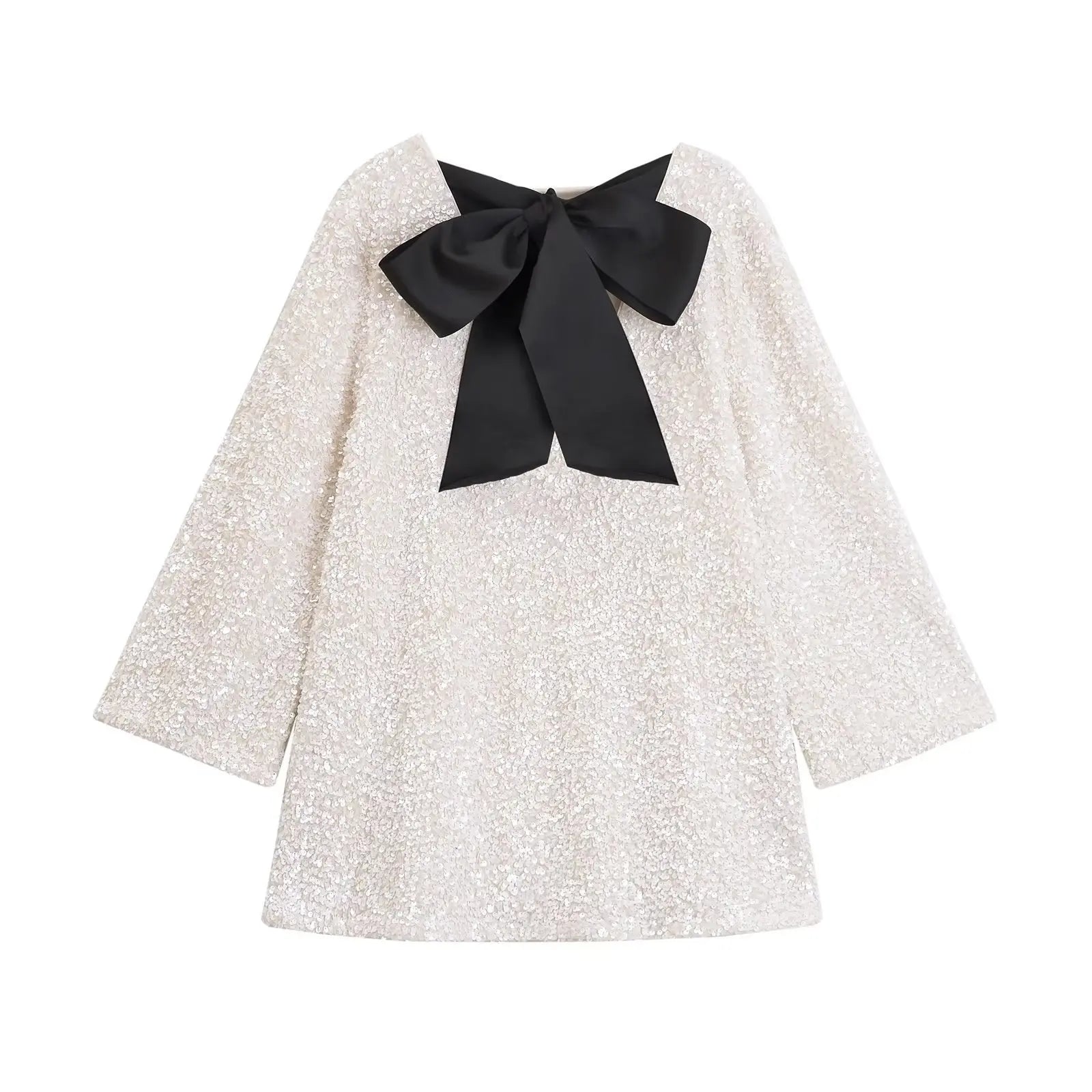 Short Sequin Backless Dress with Bow for Party Night Streetwear - Image 2