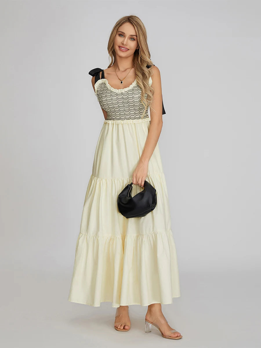Abstract Print V-Neck Party Dress with Suspender Detail - Image 4