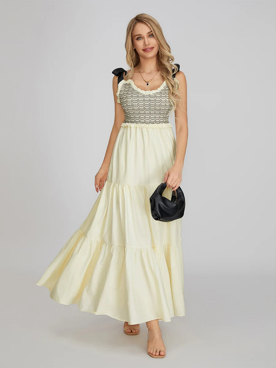 Abstract Print V-Neck Party Dress with Suspender Detail - Image 6