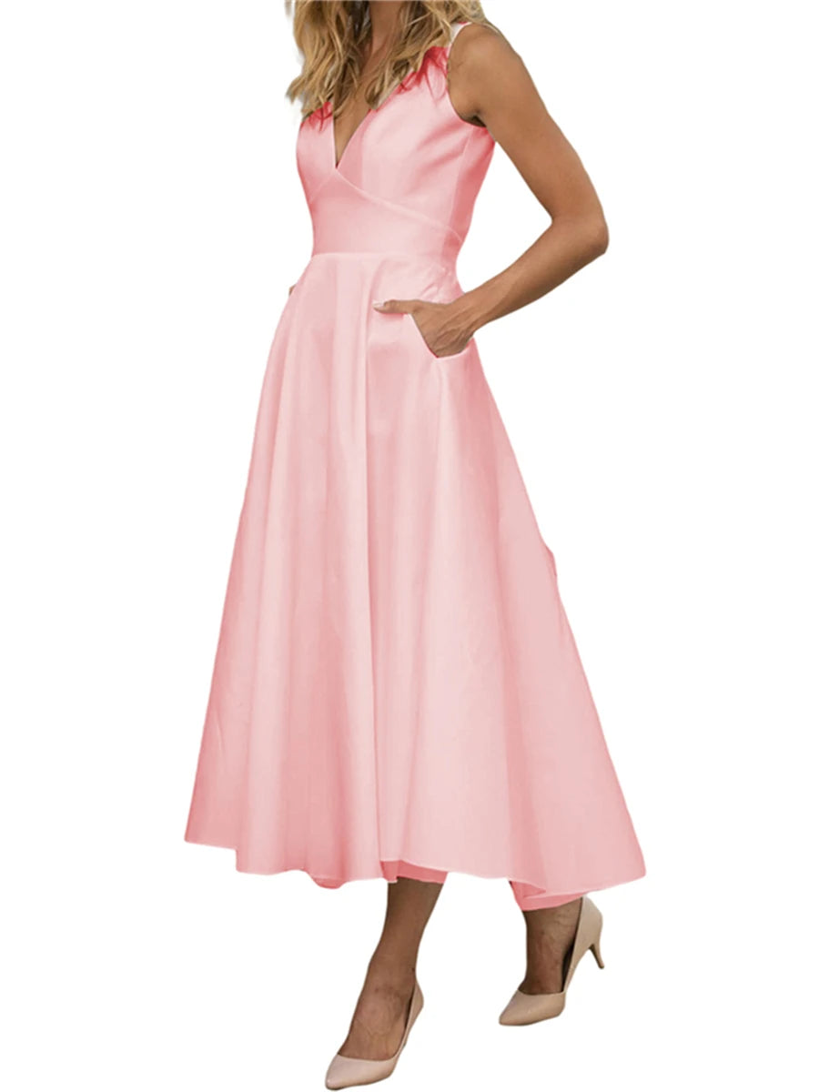 Summer Flared V Neck Sleeveless Tank Dress for Women - Image 7
