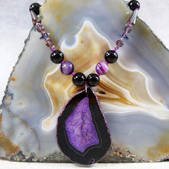 Purple Agate statement necklace uk crafted gemstone jewellery