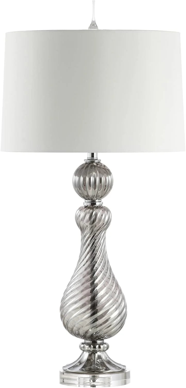 1 JYL2063A 1 32" Swir1 Crystal/Glass 1 Table Lamp Classic 1 Bedside Desk Nightstand Lamp for Bedroom Living Room Office College Bookcase 1 Bulb Included, Gray
