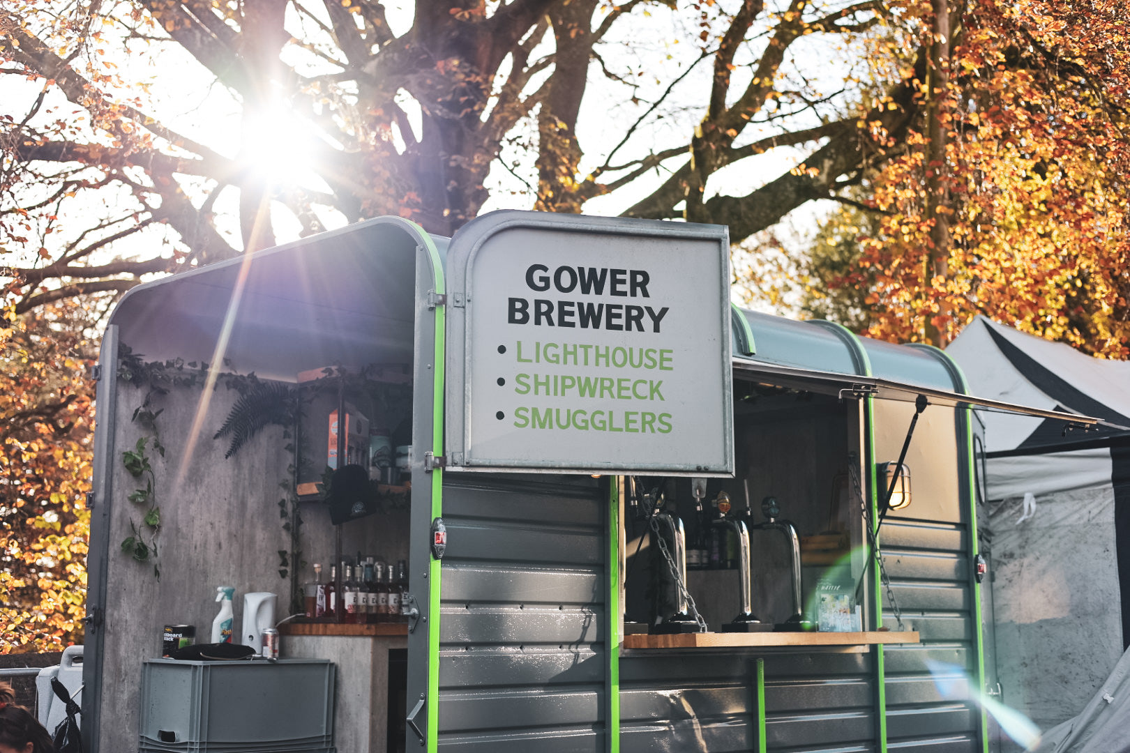 gower brewry mobile horsebox bar  serving welsh craft beer and ales on tap and cocktails too