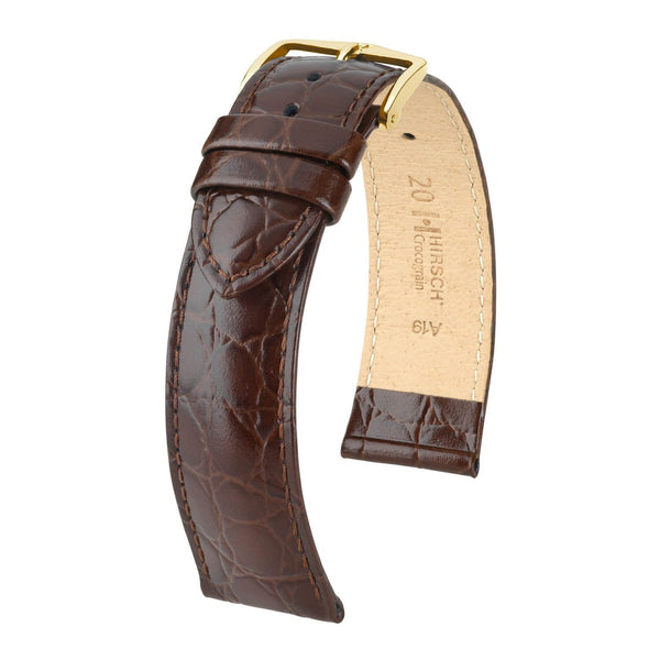 Hirsch Crocograin Brown Crocodile Embossed Leather Watch Band ...