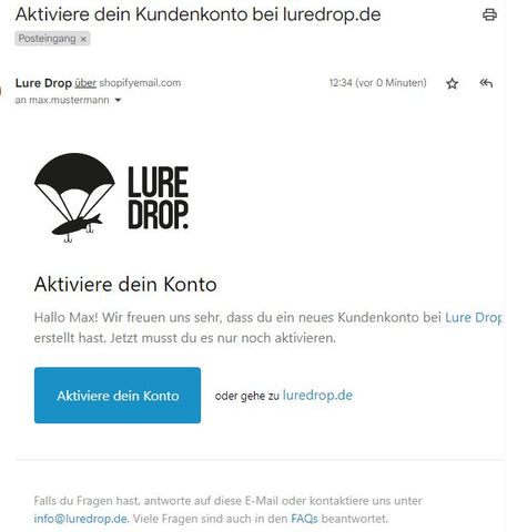 Lure Drop: Aktiviere dein Konto