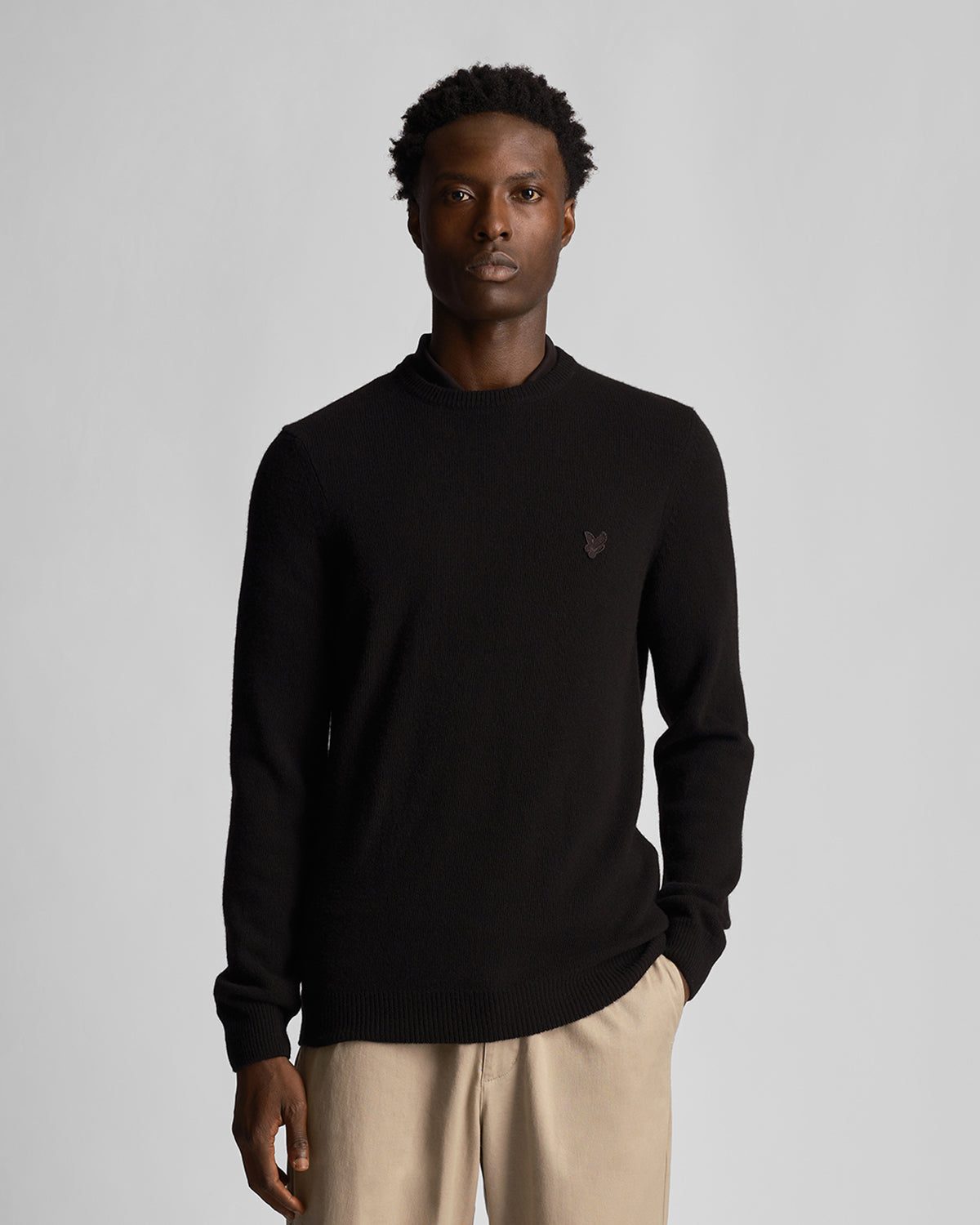 Mens Black Tonal Eagle Crew Neck Lambswool Blend Jumper - XXL product