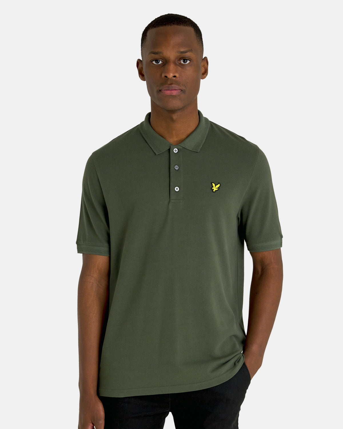 Lyle & Scott Mens Textured Tipped Polo Shirt Plus in Green - 5XL product