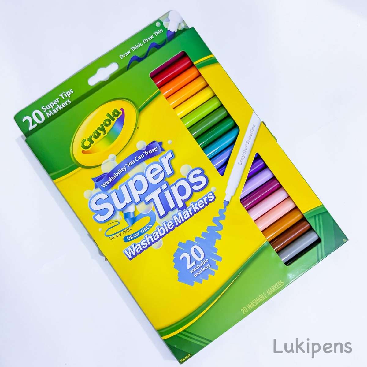 Crayola Supertips 20 Pack Unboxing and Review -Swatches and