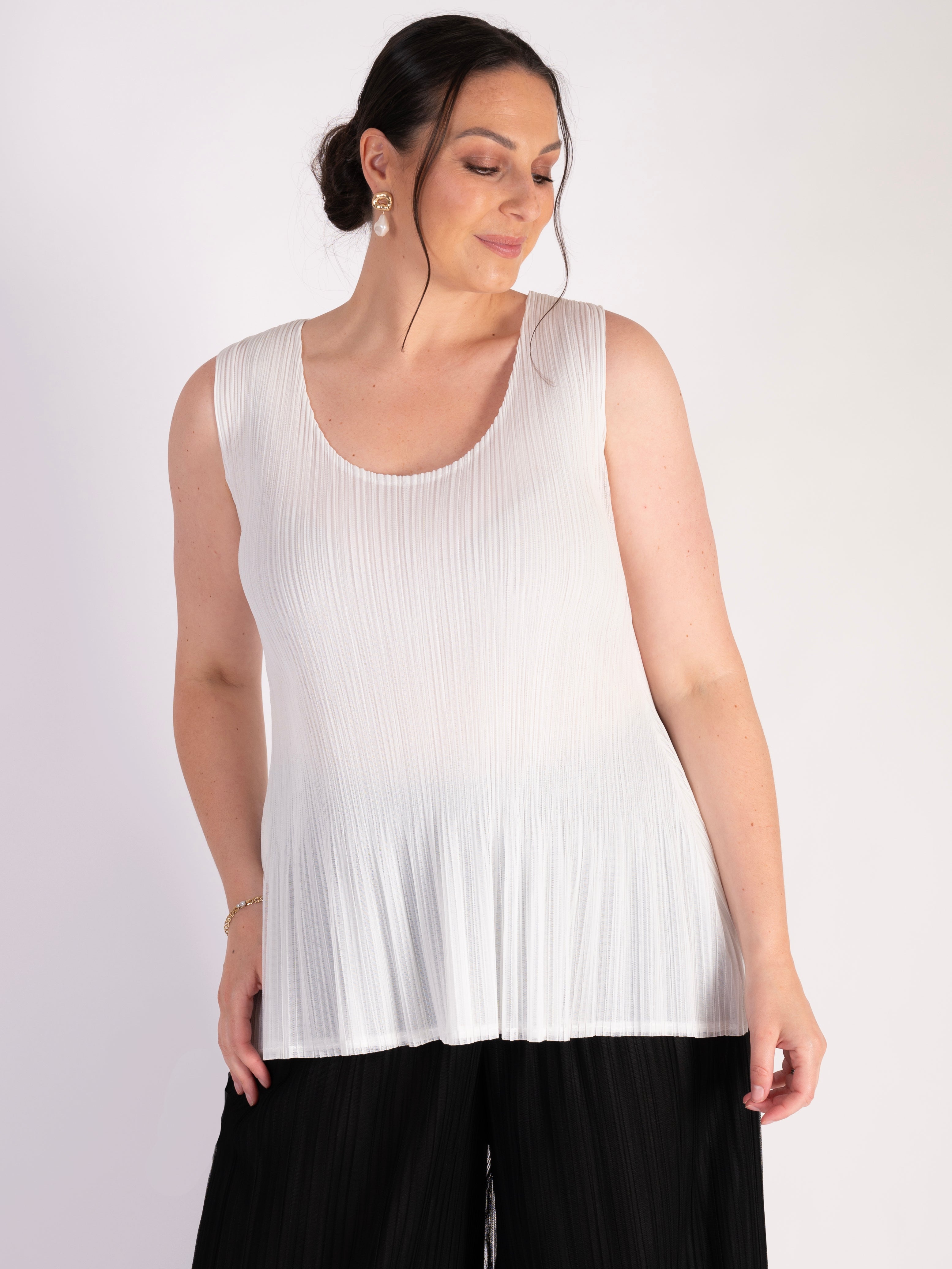 Ivory Plisse Mesh Camisole