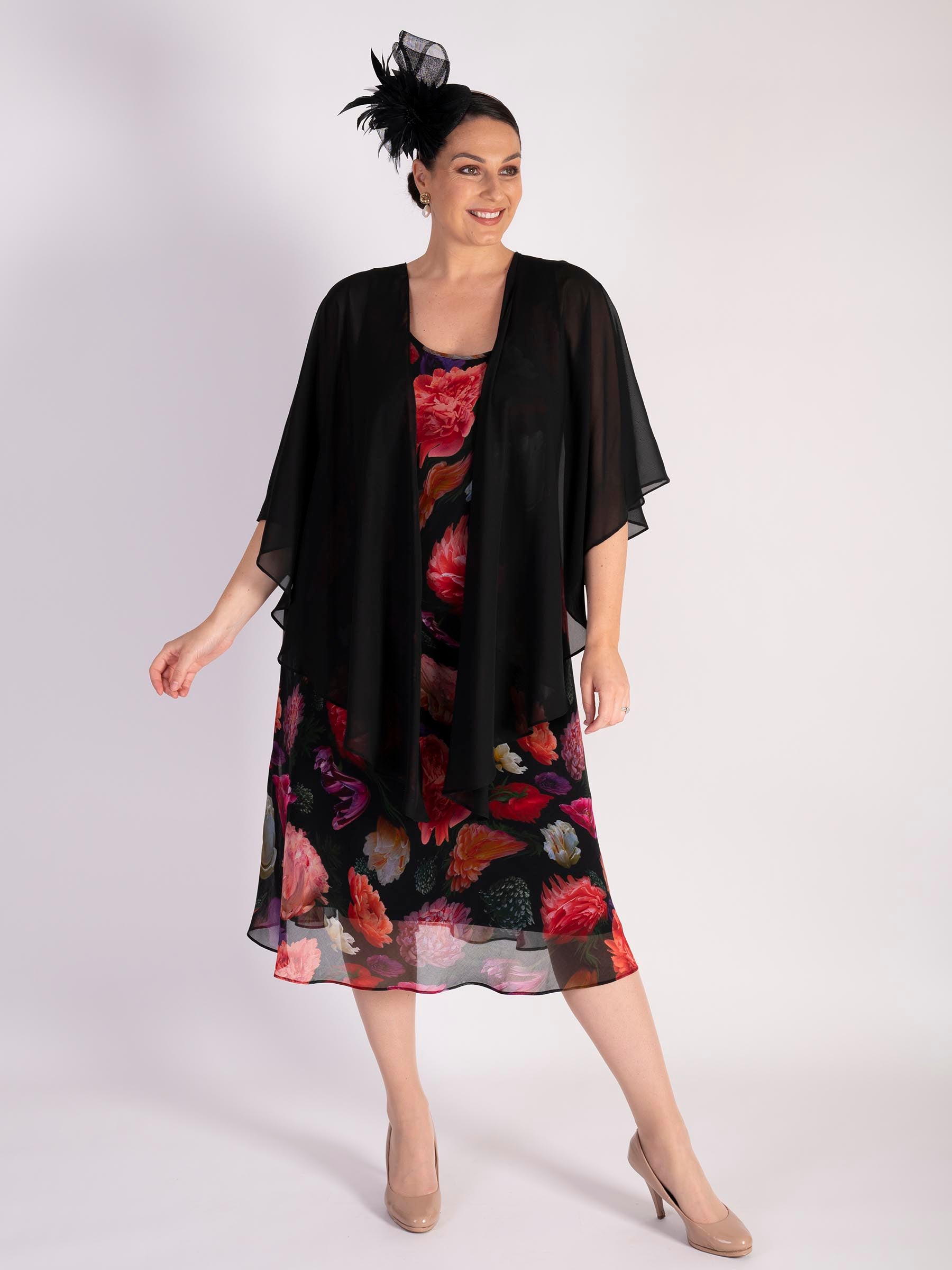 Black Crepe Chiffon Shawl