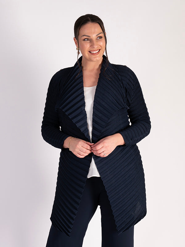 Navy Concertina Pleating Jacket