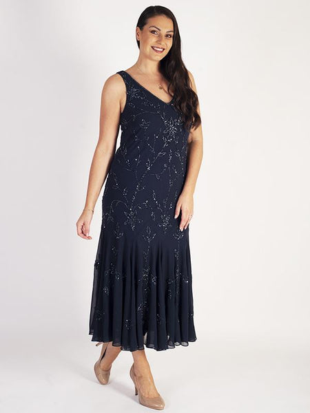 Navy Allover Beaded Dress – Chesca