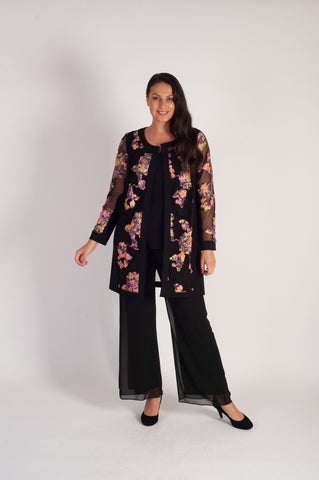 Buy Chiffon Embroidered Trouser Suit in UK - Style ID: PLS-1211 - Diya
