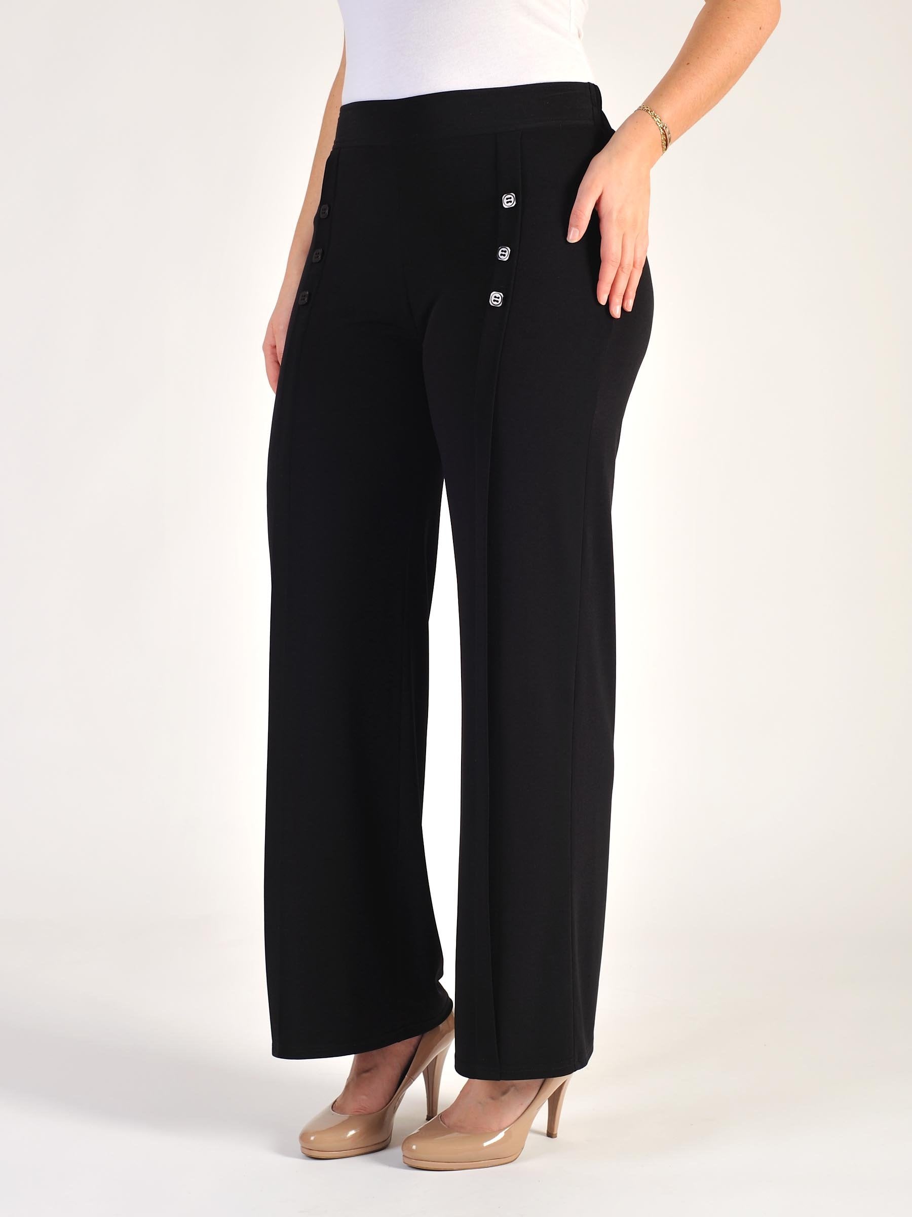 Black Button Detail Jersey Trouser