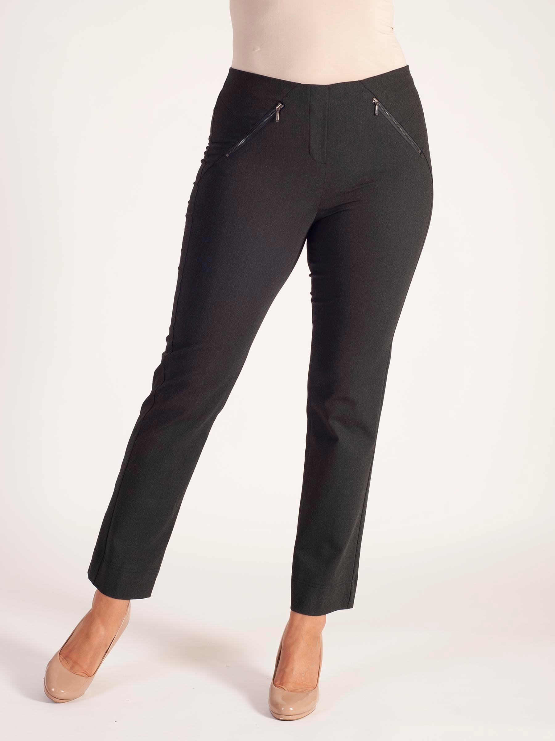 Charcoal Zip Detail Stretch Trouser