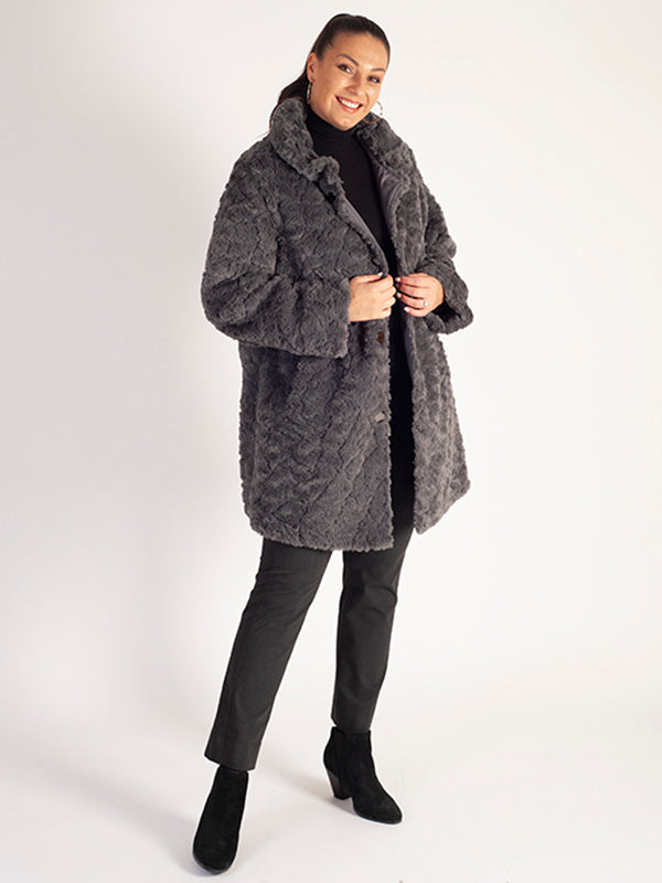 Grey Faux Fur Reversible Coat