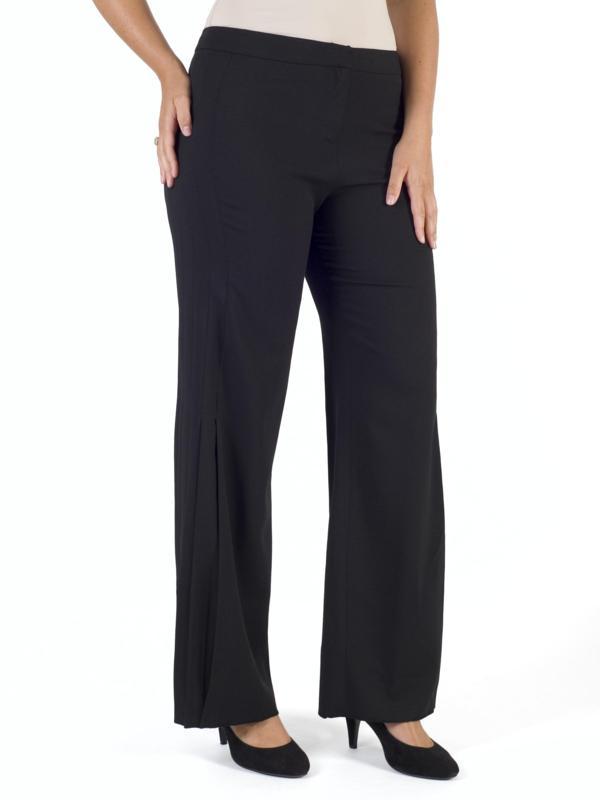 Black Pleat Trim Crepe Trouser