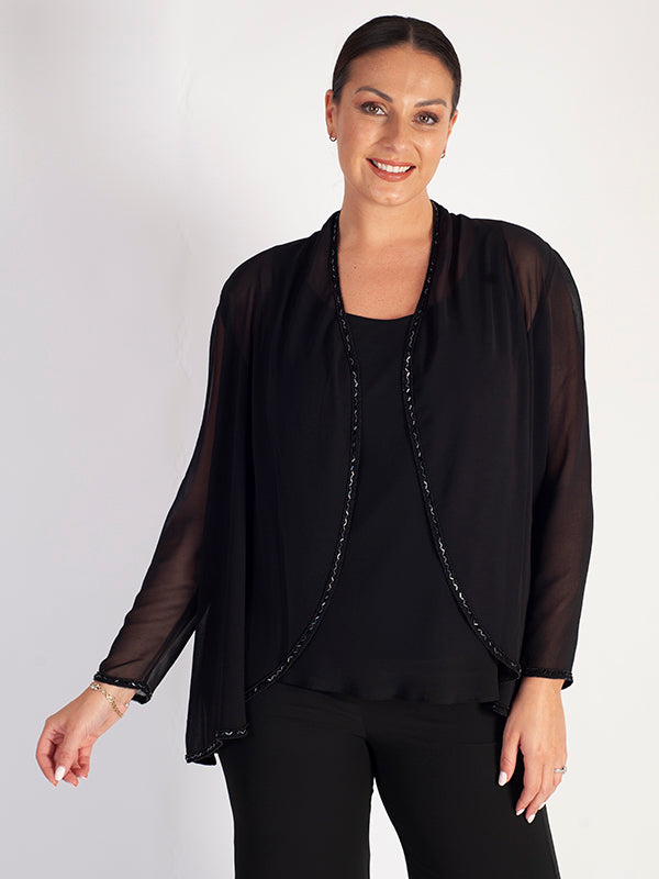 Black Beaded Trim Shrug