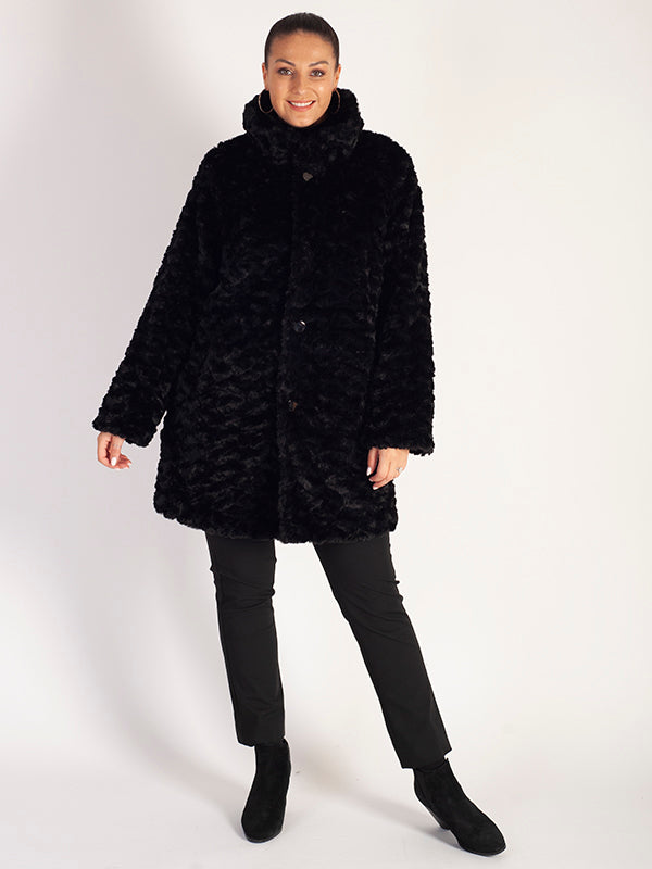 Black Faux Fur Reversible Coat