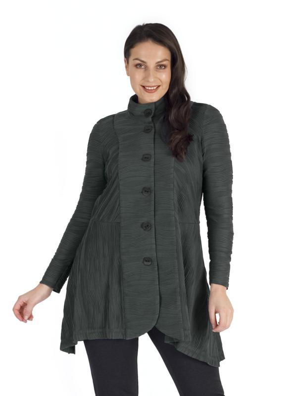 Chesca Jacquard Wave Crinkle Jersey Coat